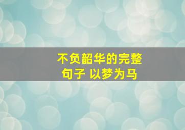 不负韶华的完整句子 以梦为马